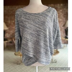 WHBM Blue Silver Metallic Shimmer Crossover Sweater S